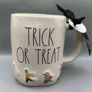 Rae Dunn TRICK OR TREAT Halloween Mug With Monsters Witch Mummy Vampire NEW